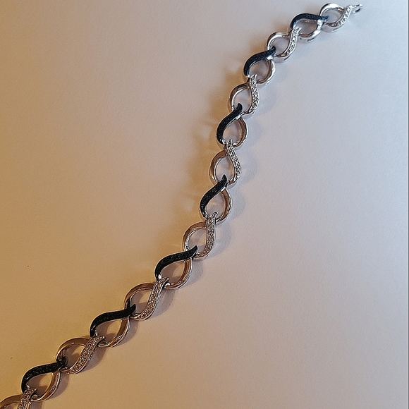 Sterling Blue White Diamond Infinity Bracelet - Picture 7 of 17